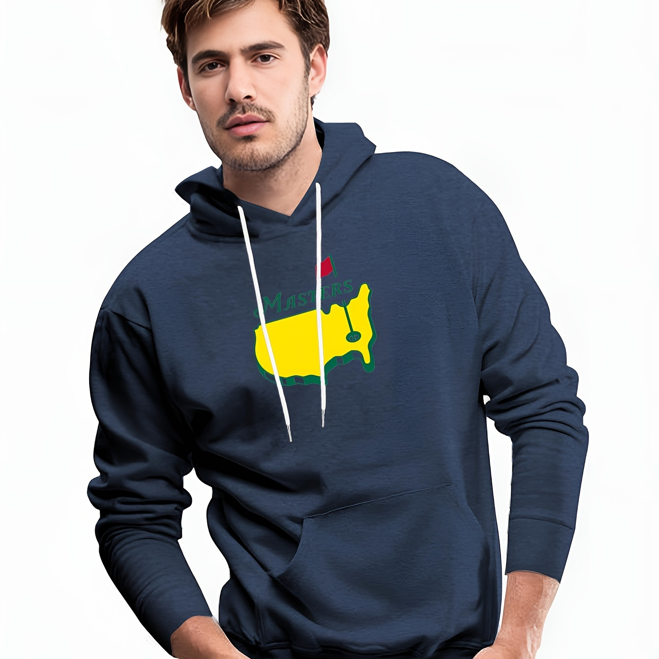 

Print, Men's Fashion Casual Hoodie With Drawstring And Kangaroo Pocket Design, Comfy Long Sleeves Pullover Hoodie, Autumn And Winter Top For Men