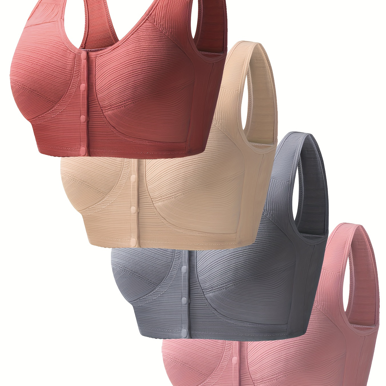 Front Buckle Wireless Bras Comfy Breathable Full Coverage - Temu