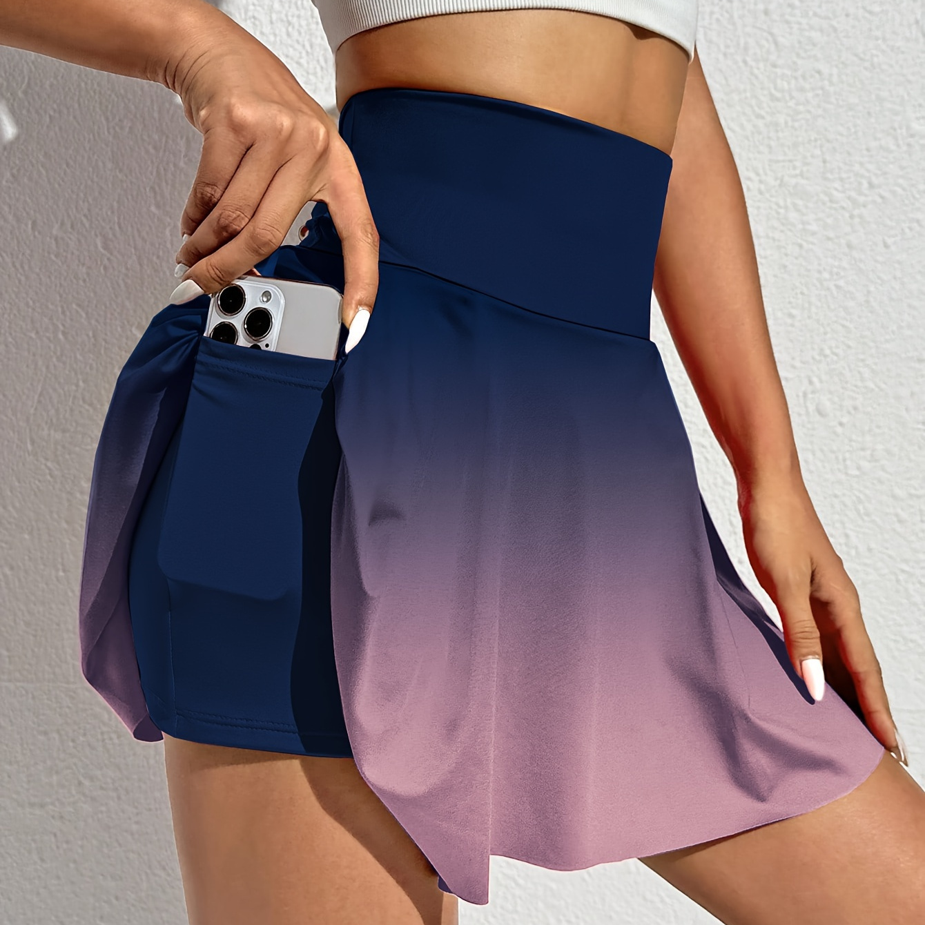 

Costume de 'Été pour Femmes Adultes avec Style de Tennis et Yoga, avec Poche pour Téléphone Portable, Jupe et Pantalon à Couleur Dégradée