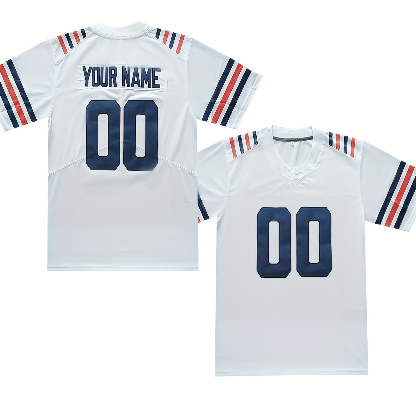 

Customizable Polyester Men's American Football Jersey - Embroidered V-neck Sports Shirt With Slight Stretch, For Casual & Outdoor Activities, All Seasons Wear, Loose Fit Adult & Teen Sizes S-3xl