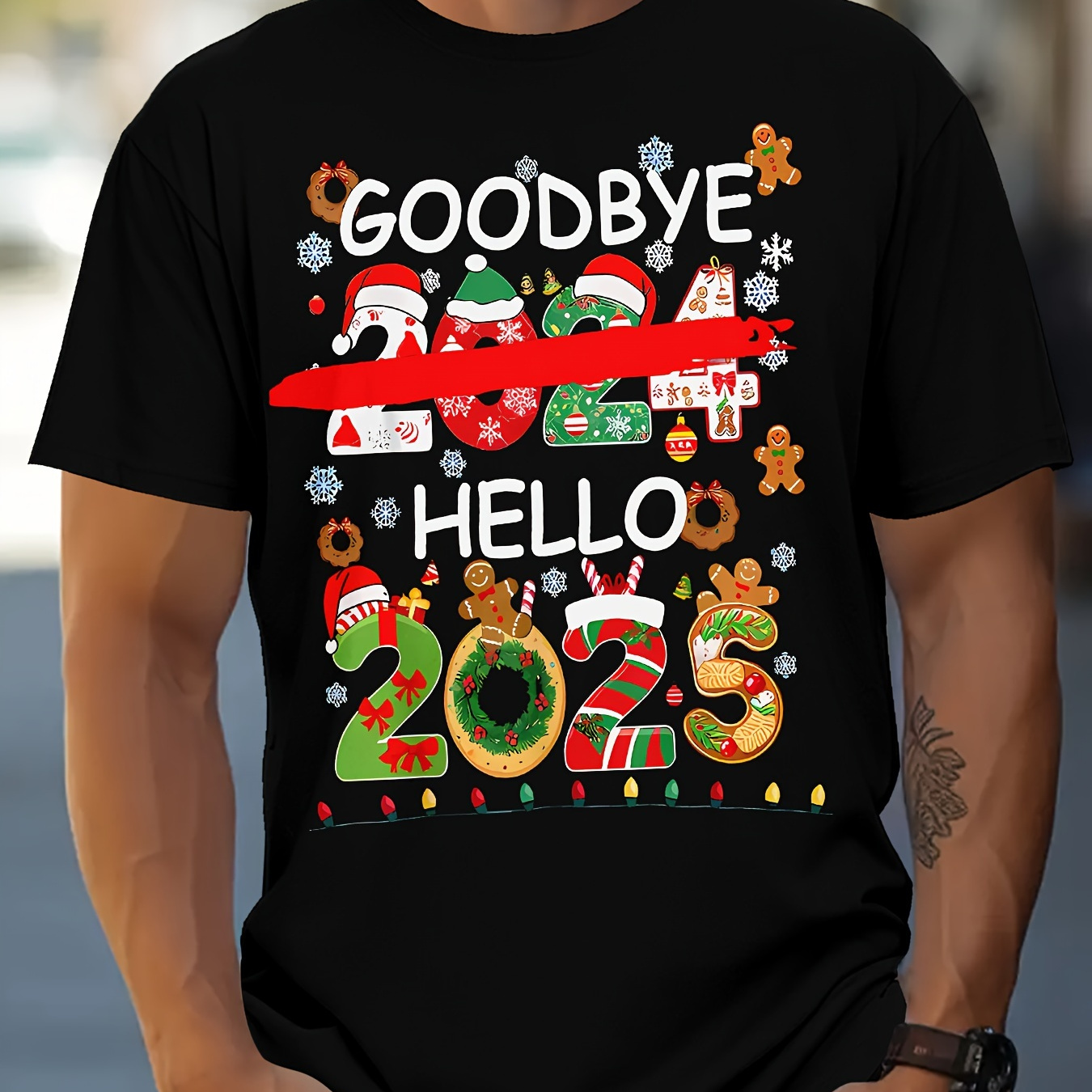 

2024-2025 New Year's Eve Celebration T-shirt - Casual Crew Neck, Short Sleeve, Polyester , Machine Washable