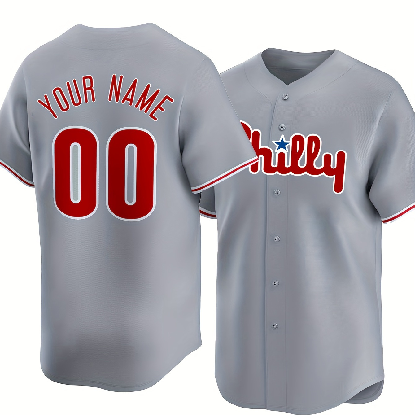

Customized Name And Number Design, Men's Short Sleeve Loose Breathable V-neck Baseball Jersey, Sports Shirt For Team Training