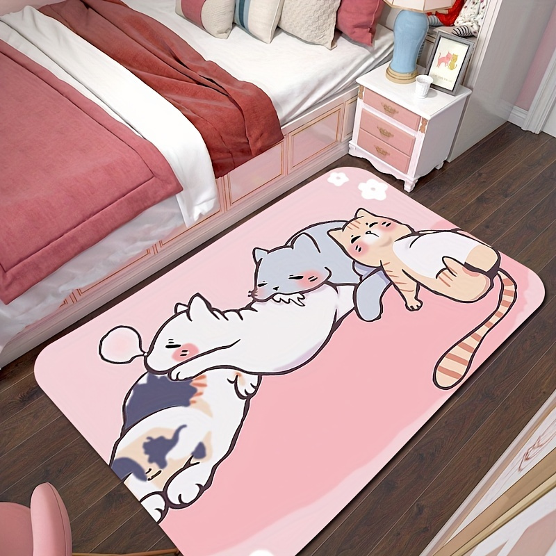 Angel Cat Floor Mat Rug Doormat Kawaii Pink Aesthetic Cute Kitten