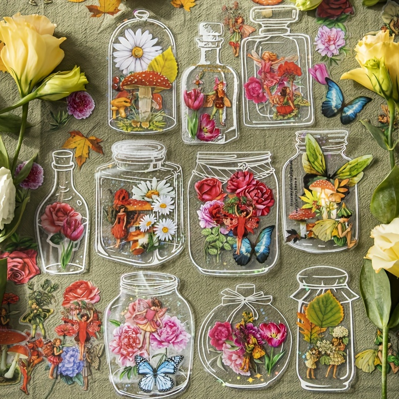 

40pcs/set Kawaii Vintage Wishing Bottle Butterfly Stickers Diy Photo Frame Journal Notebook Decoration Sticker Kawaii School Office Supplies