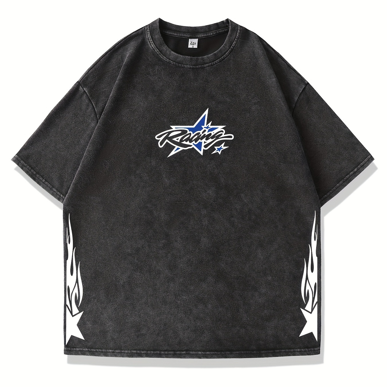 

Men's Old Washing Water Creative Pattern Snowflake Shirt Y2k Trend Printing T-shirt