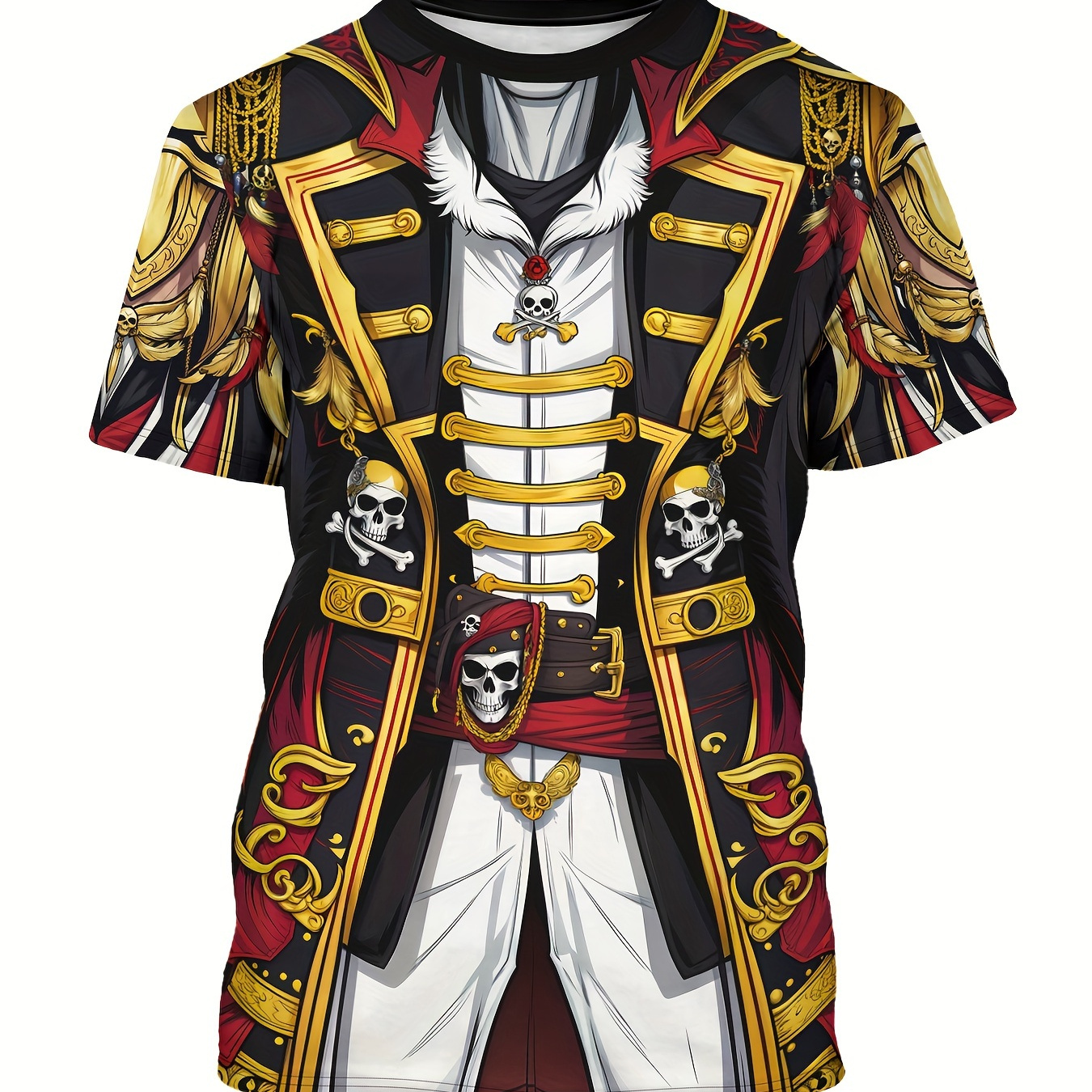 

Pirate Cosplay T-shirt Men's Knight Funny 3d Print Short Sleeve Crew Neck Summer Outdoor Clothing