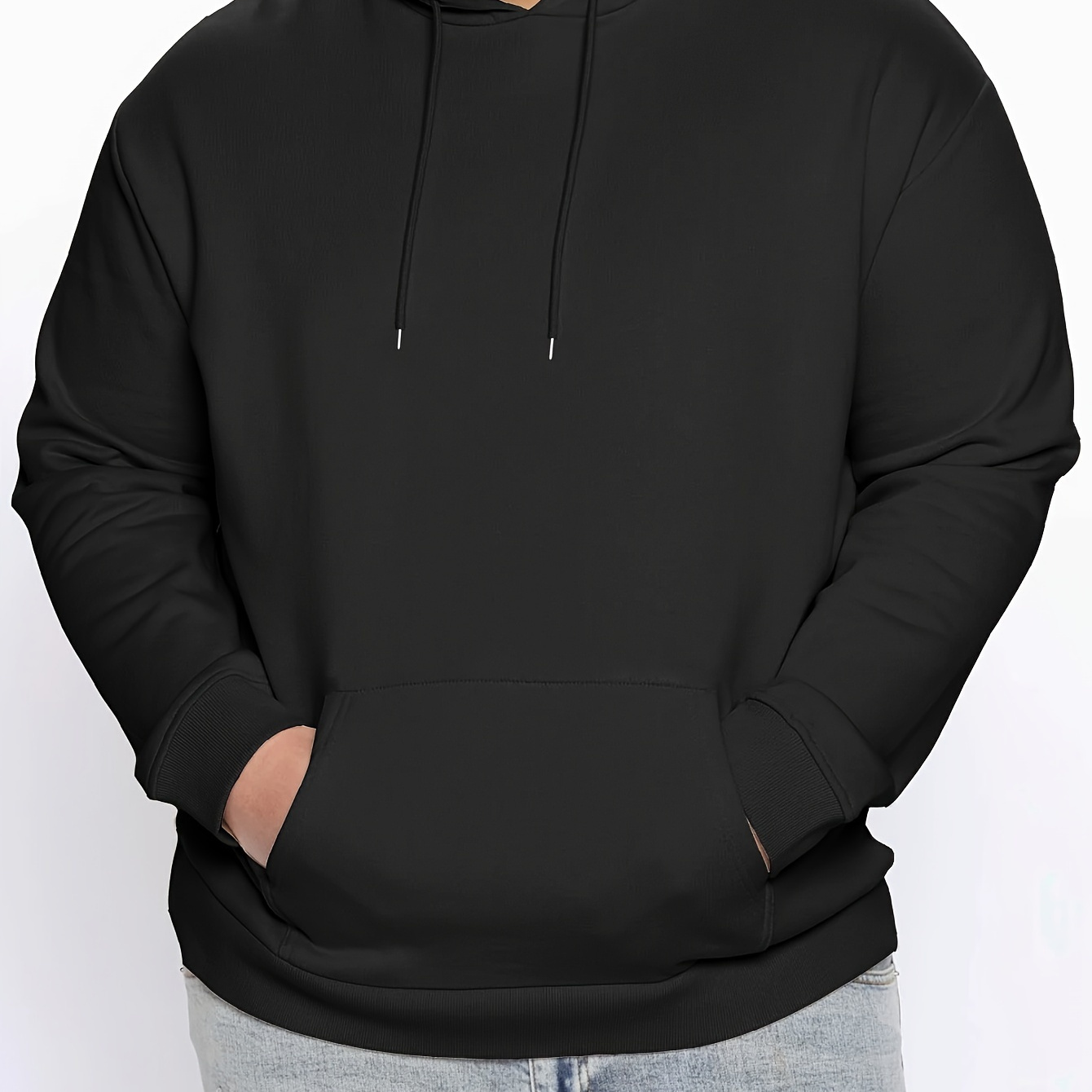 

Plus Size Men's Solid Hooded Sweatshirt For Spring Fall, Fashion Casual Hoodies For Outdoor Sports