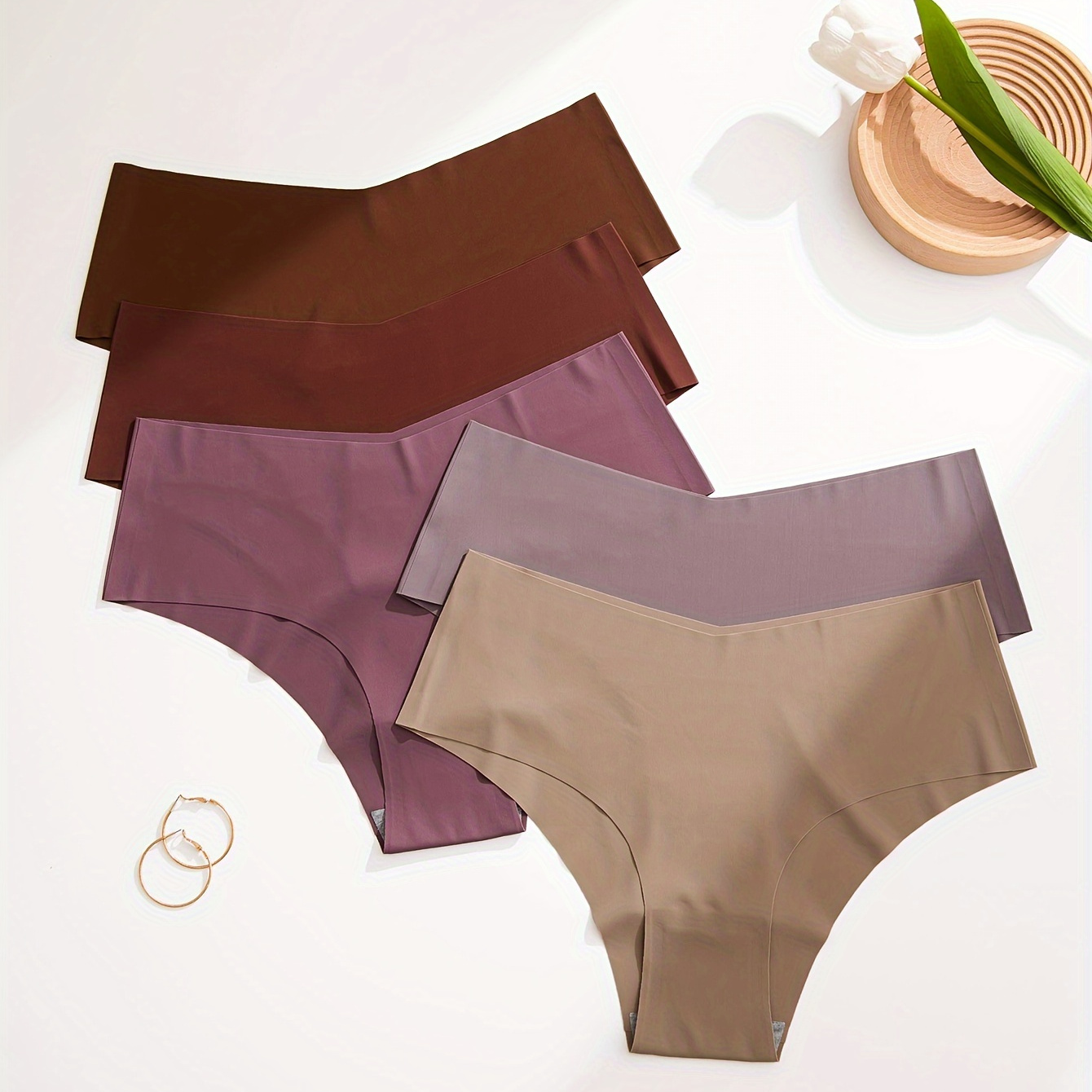 

Slips solides 5 pièces, culottes extensibles respirantes et confortables, lingerie et sous-vêtements pour femmes