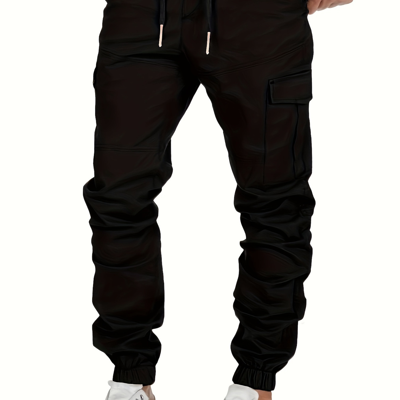 

Men's Trendy Solid Footed Cargo Pants With , Comfy Casual Regular Fit Trousers For Men's Outdoor Activities