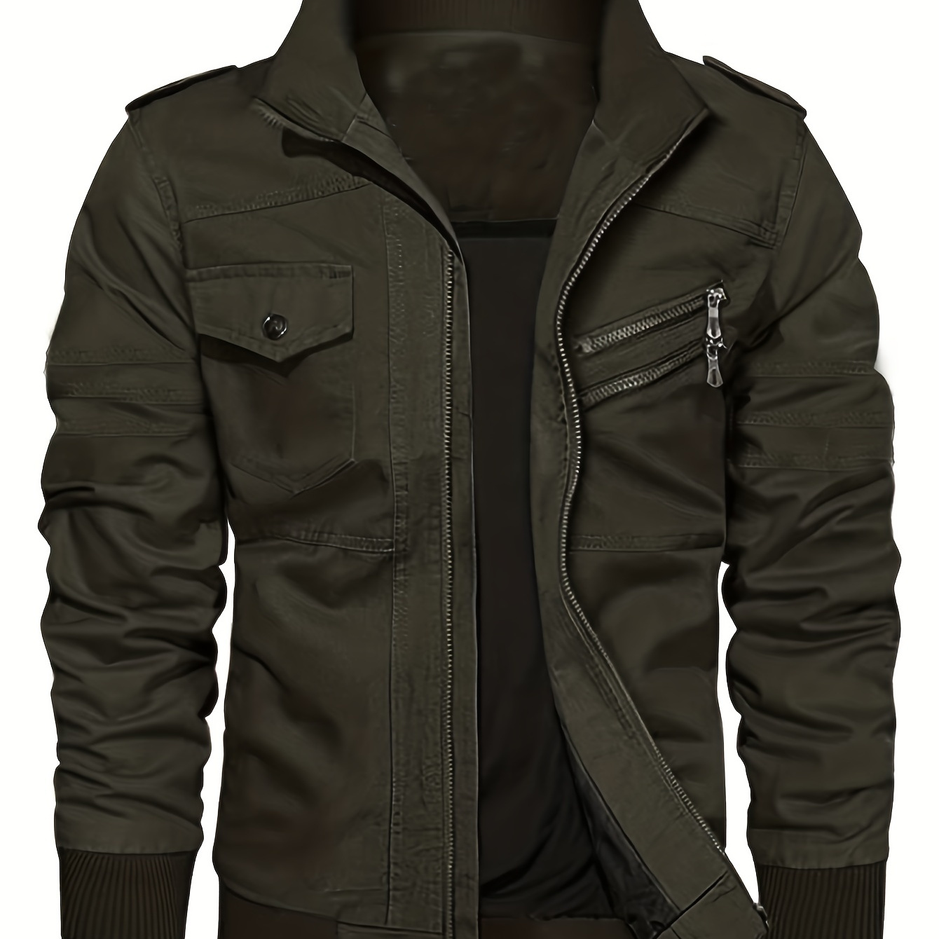  JEShifangjiusu Men'S Casual Washed Cotton Military Jacket  Spring Falls Cargo Bomber Outwear Stand Collar Pocket Jacket Coat (Medium, Army Green) : Sports & Outdoors