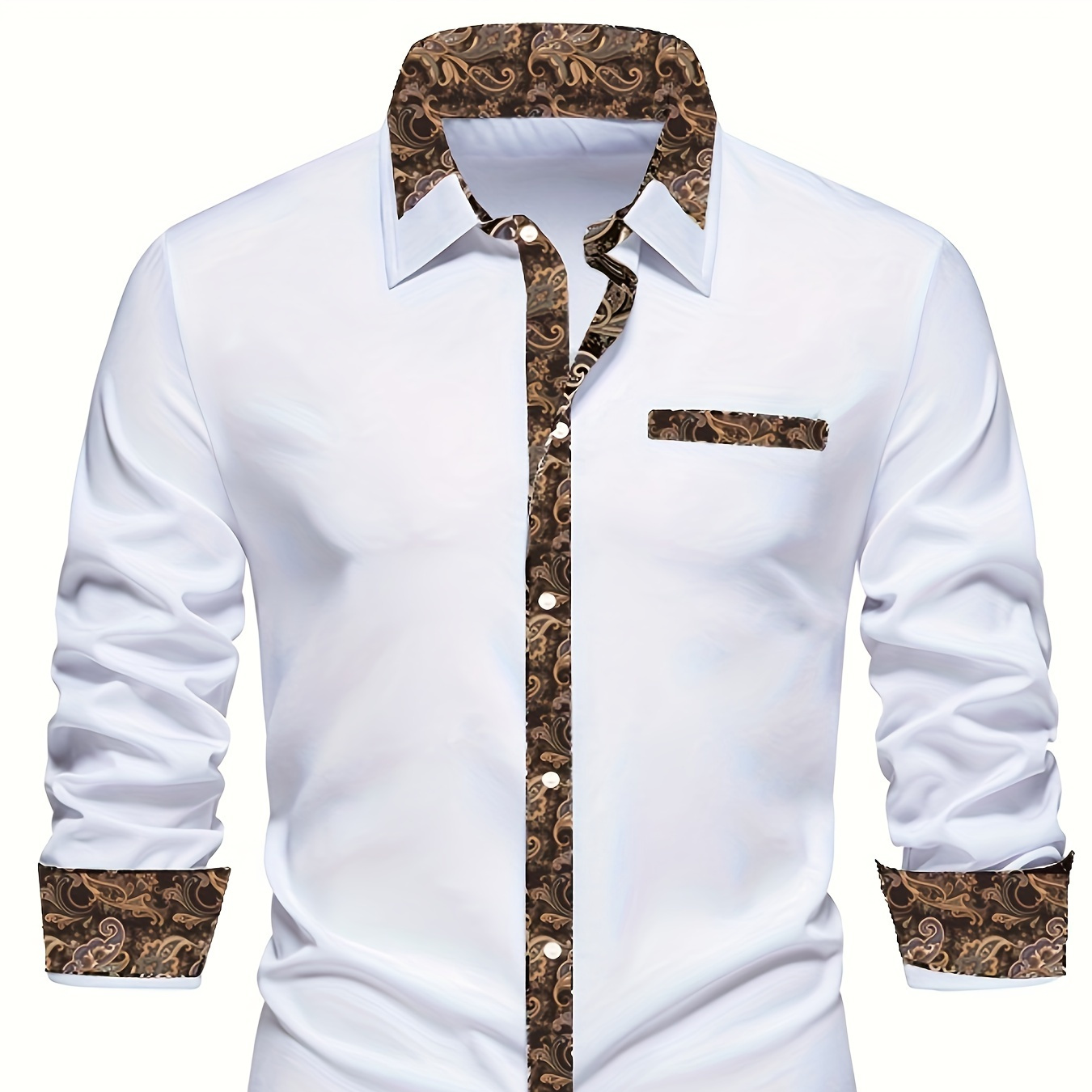 

Patchwork Lapel Shirts, Long Sleeve Up For Formal , Cloth