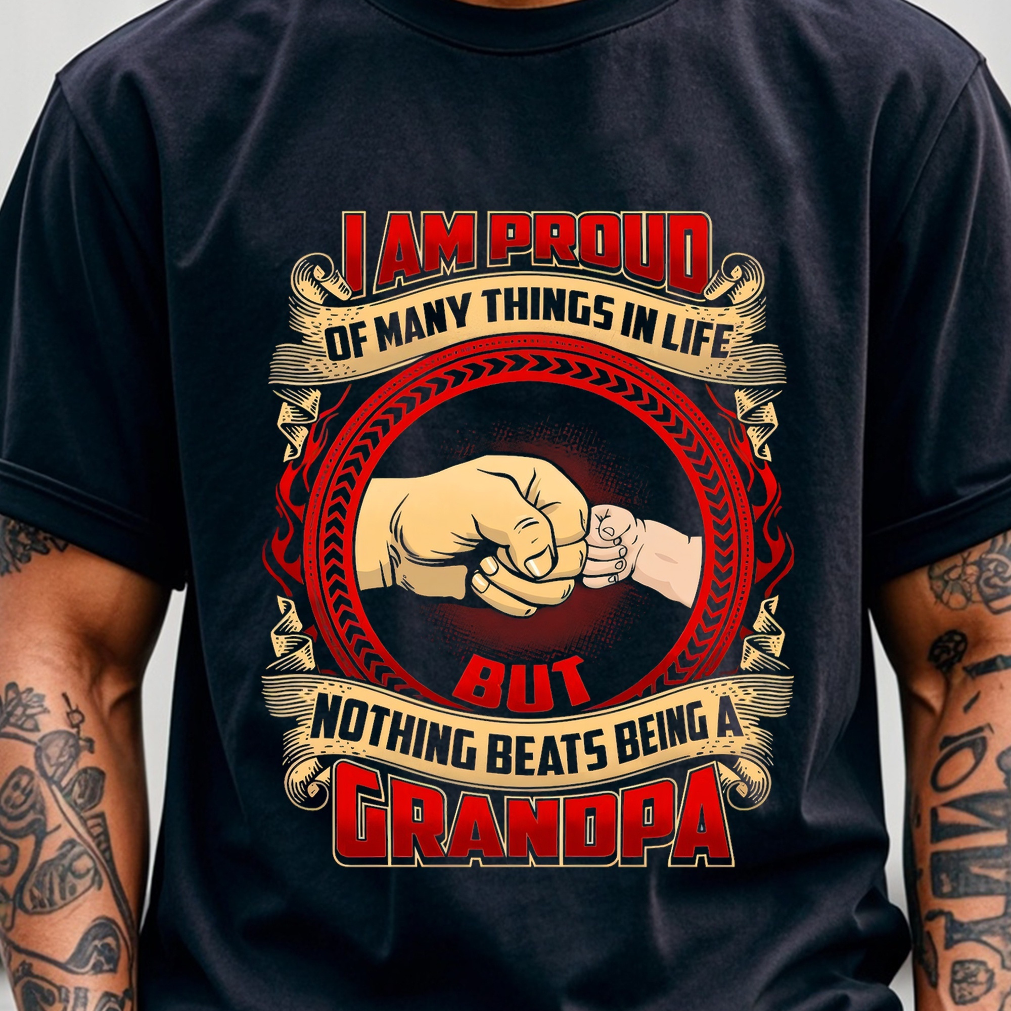 

I Am Proud Of Many Things In Life But Nothing Beats Being A Grandpa T Shirts For Men With Sayings Funny Graphic Crew Neck Casual Soft 100% Cotton Running 4 Seasons Mens Cotton T Shirts.