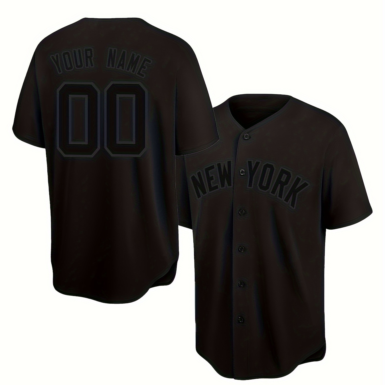 

Customized Name And Number Design, Men's New York Embroidery Design Short Sleeve Loose Breathable V-neck Baseball Jersey, Sports Shirt For Team Training