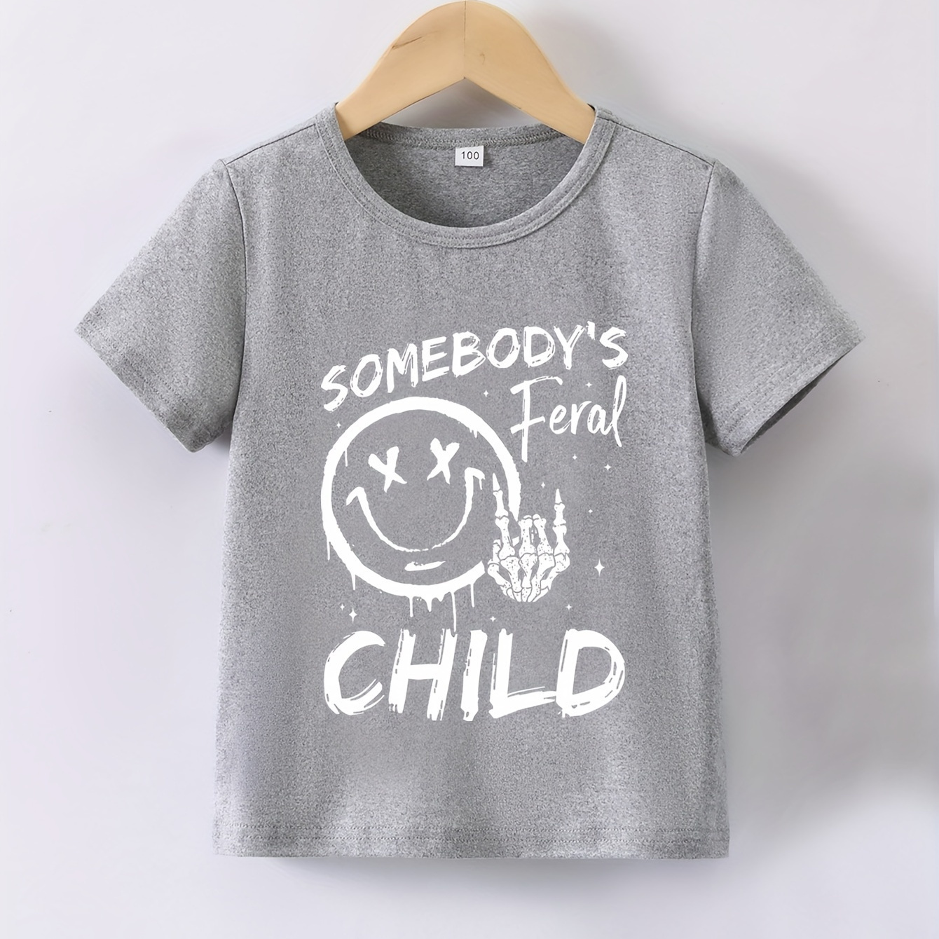 

Somebody's Feral Child Innovative Print Casual Short Sleeve T-shirt For Boys, Cool Comfy Versatile Trendy Tee Boys Summer Outfits Clothes