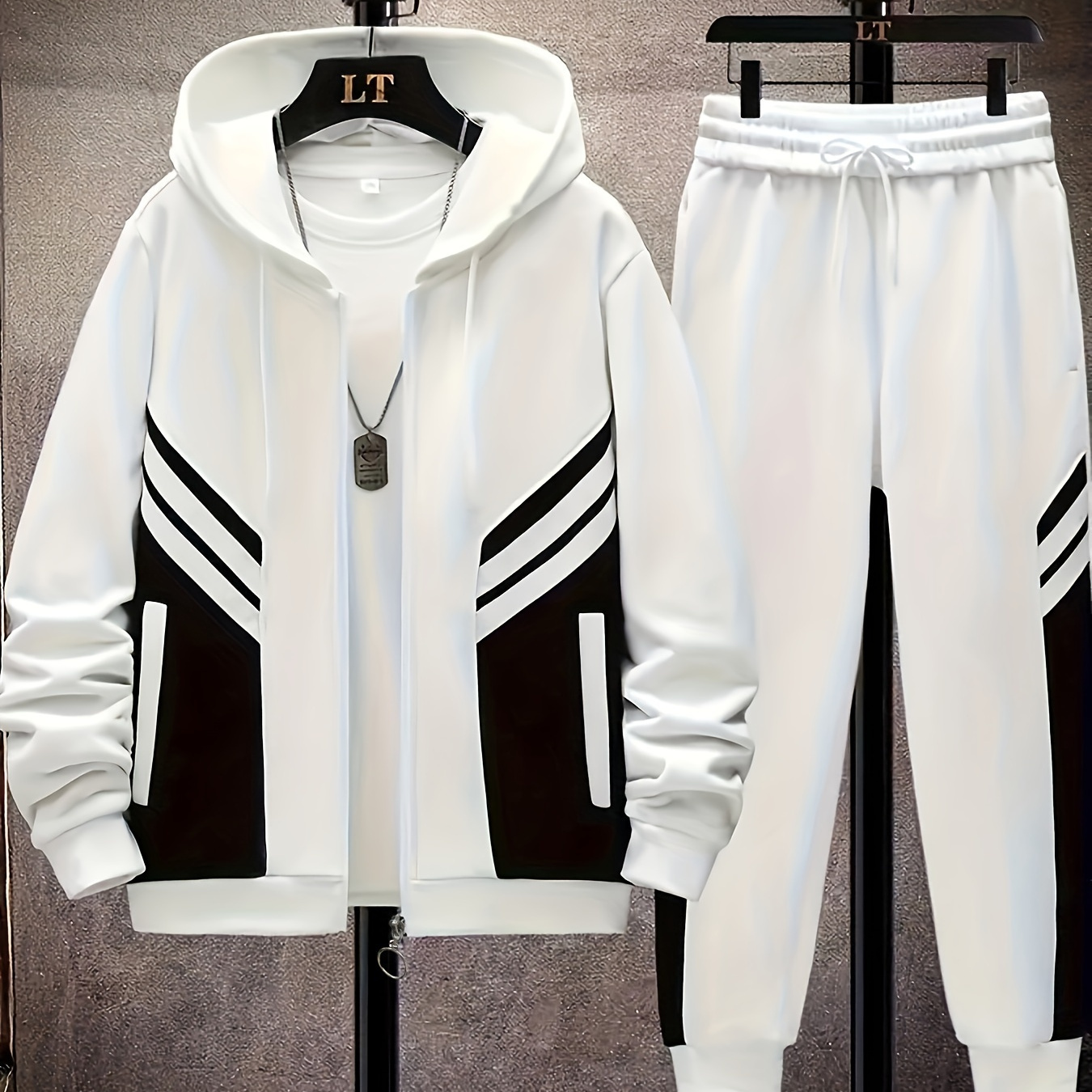 

Polyester Hooded Set , Long Sleeve Outfit Slight , Regular Fit And Pants Set