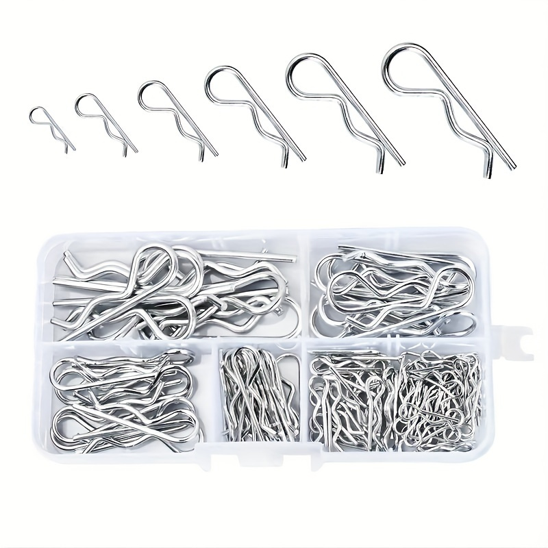 

60pcs/100pcs Cotter Pins Spring Connectors 2mm, R-clips Splint Assortment Galvanised Spring Pins Safety Pins Set