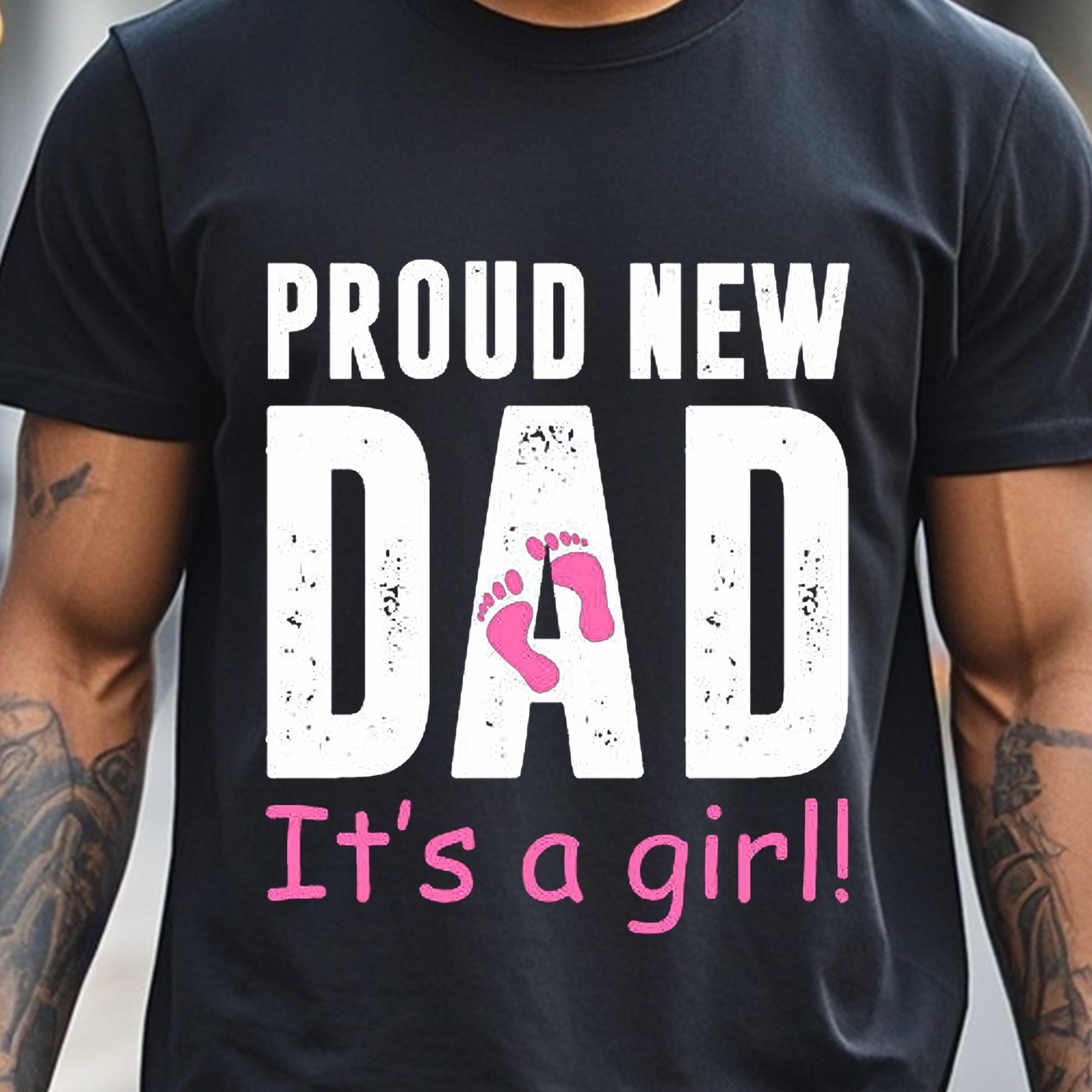 

Proud New Dad T-shirt T-shirts For Men Black Crew Neck Casual T-shirt Cotton Soft Funny Graphic T-shirt Gym-friendly Moisture-wicking Breathable Weekend Running