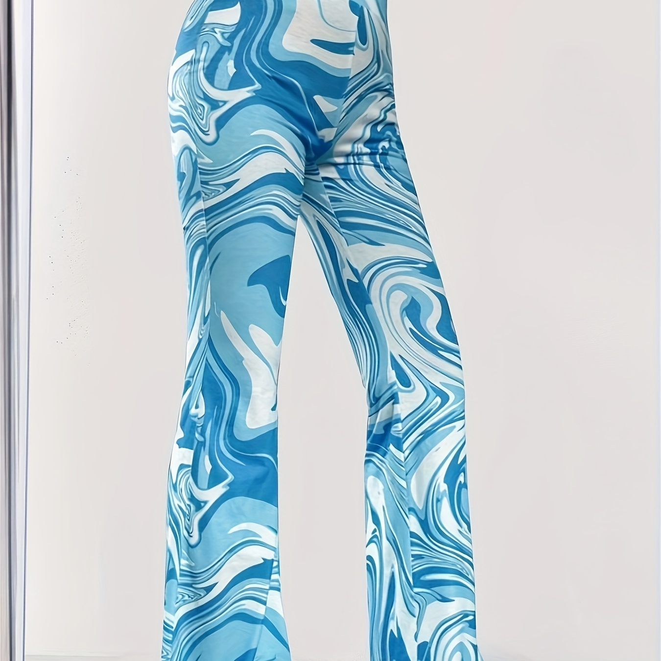 

Abstract Print Flare Leg Pants, Casual Forbidden Pants For Spring & Summer, Women's Clothing