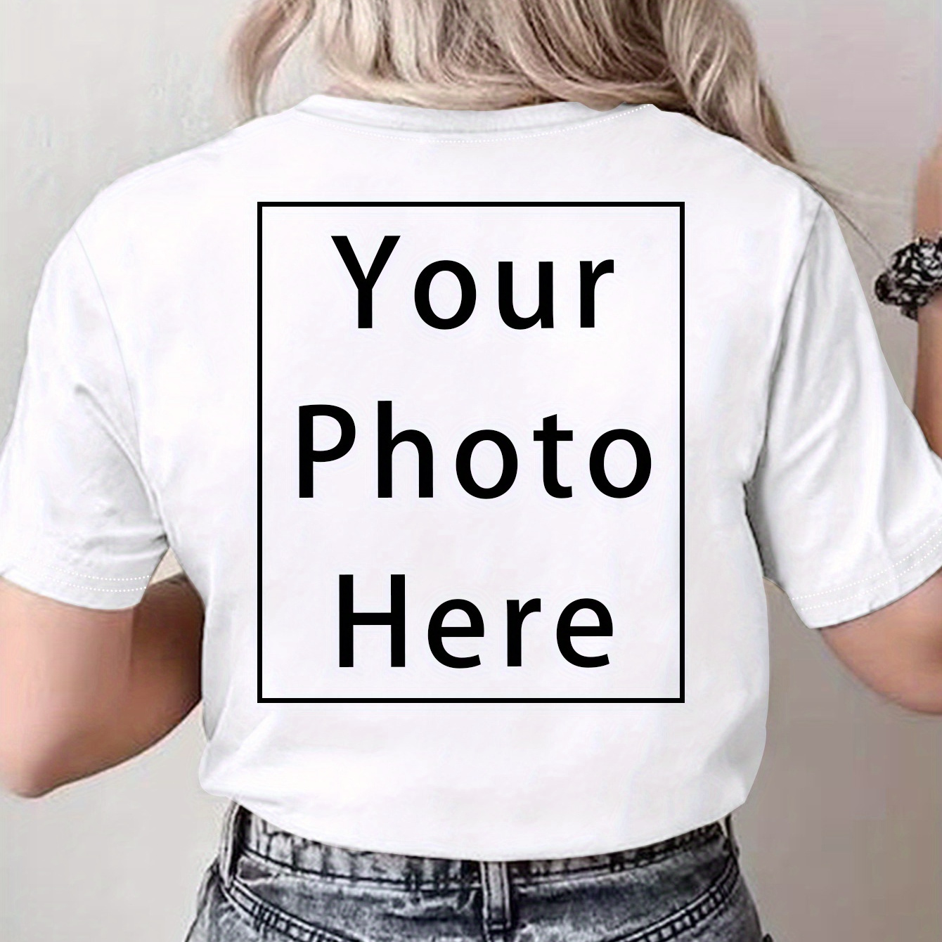 

Customized Graphic Short Sleeve T-shirt, Create T-shirt With Your Individual Design, Women's Clothing
