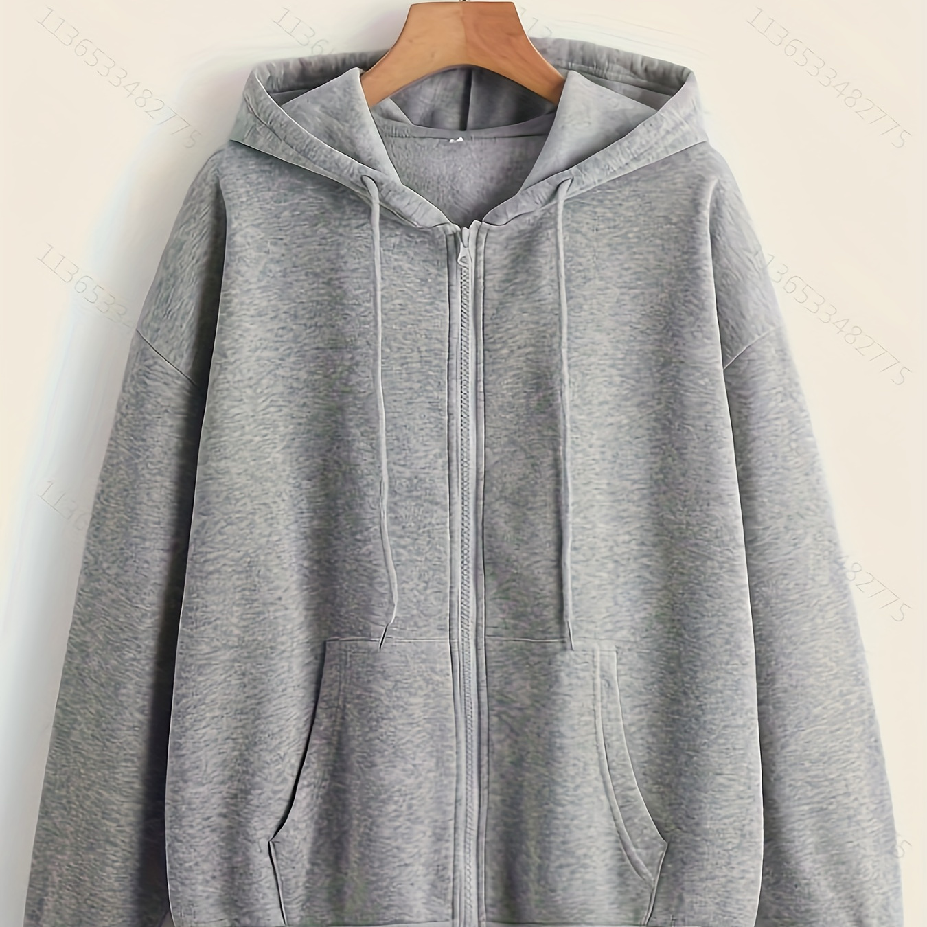 

Solid Color Drawstring Pocket Zip Up Thermal Lined Hoodie, Long Sleeve Hooded Sweatshirt Jacket, Women's Sporty Sweatshirt