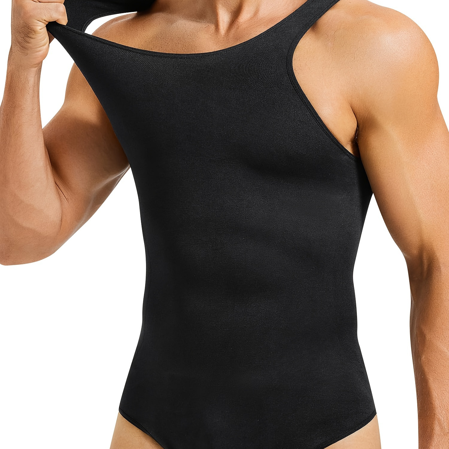 Men's Sports Compression Bodysuit, Skinny Fit Stretch Tank Top Body Shaper  Undershirt