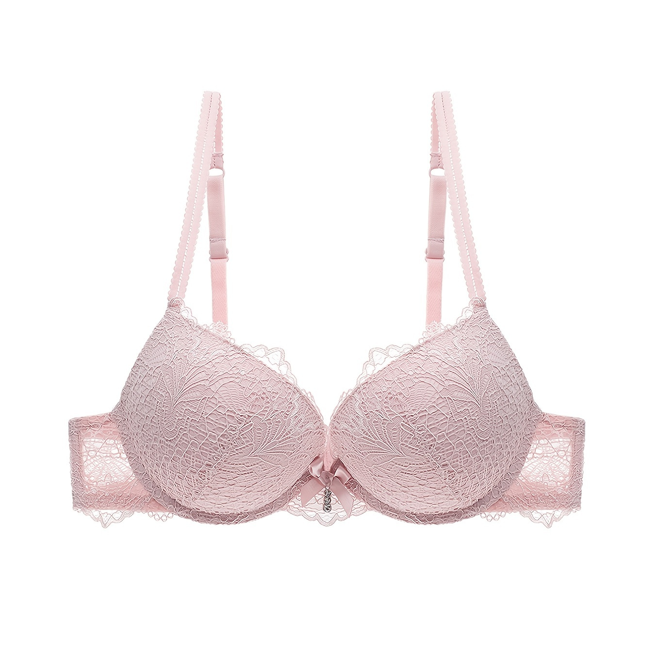 Fashion Floral Lace Bras For Women Pink Bow Brassiere Plus Size Te 30 32 34  36 38 40 B C Cup Y