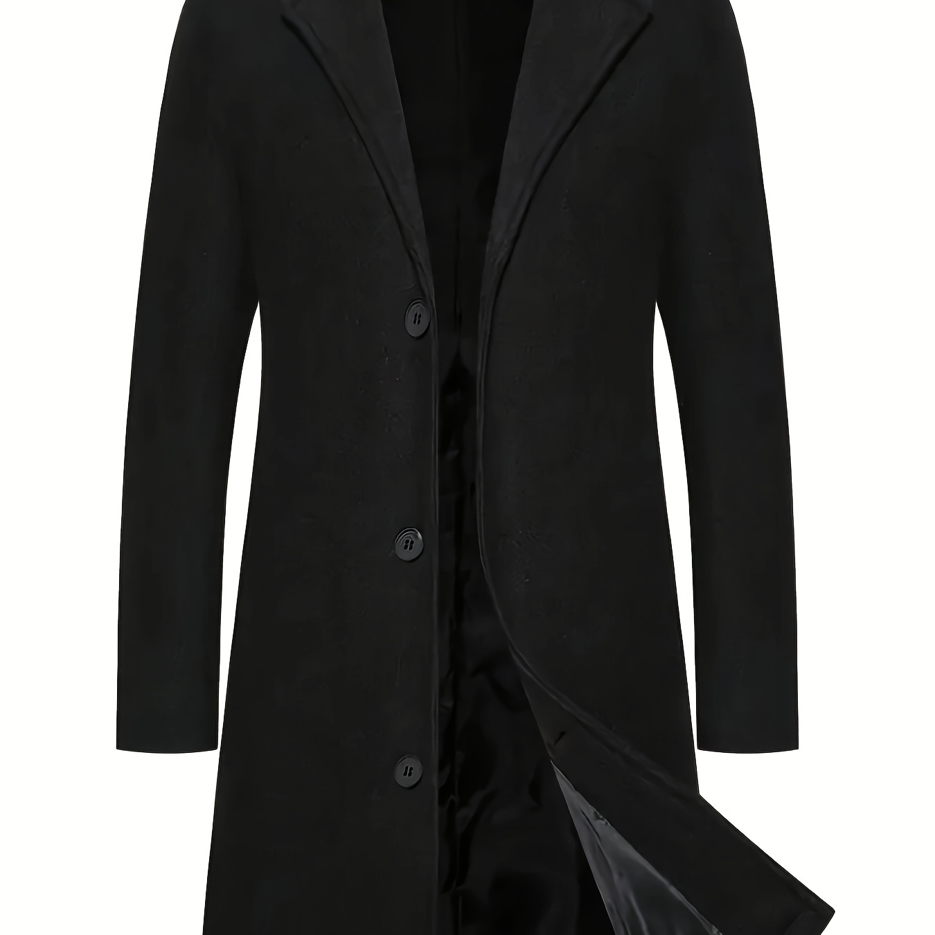 

Sophisticated | Men's Casual Trench Coat, 100% Polyester Solid Color Non-stretch Fabric, Lapel Collar With Button , Regular Fit For Fall/winter - Woven Light Luxury , Plus Size