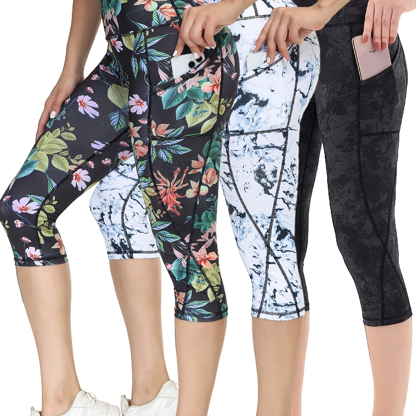 Women's High Waisted Yoga Capris Pockets Tummy Control - Temu New Zealand