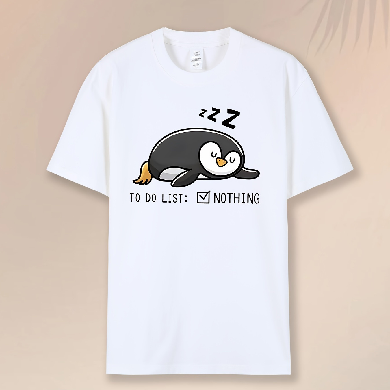 

Penguin Print Round Neck Sports T-shirt, Short Sleeve Running Casual Tops, Women's Activewear