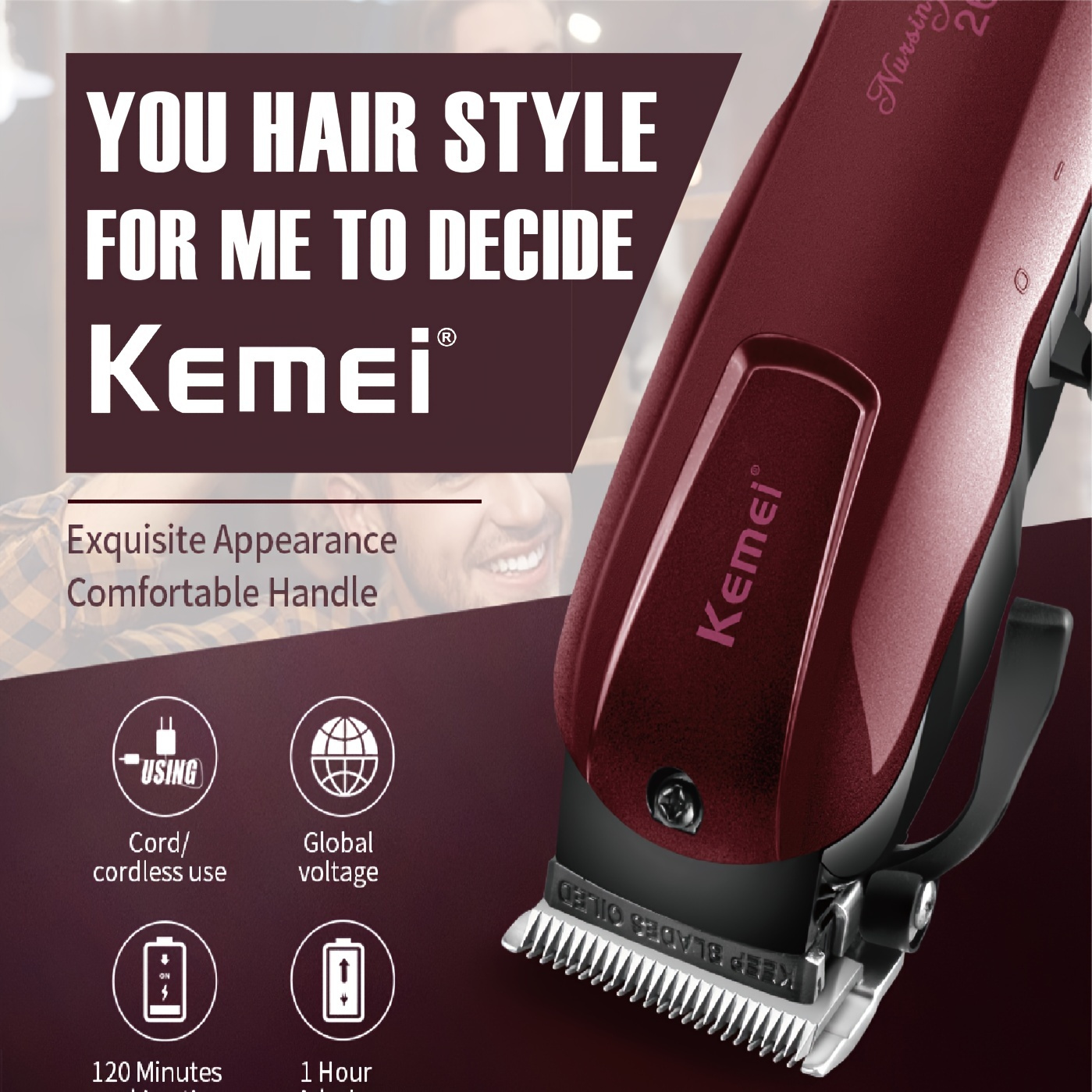 Kemei/km 1931 Professional Hair Clipper Hollowed Blade - Temu