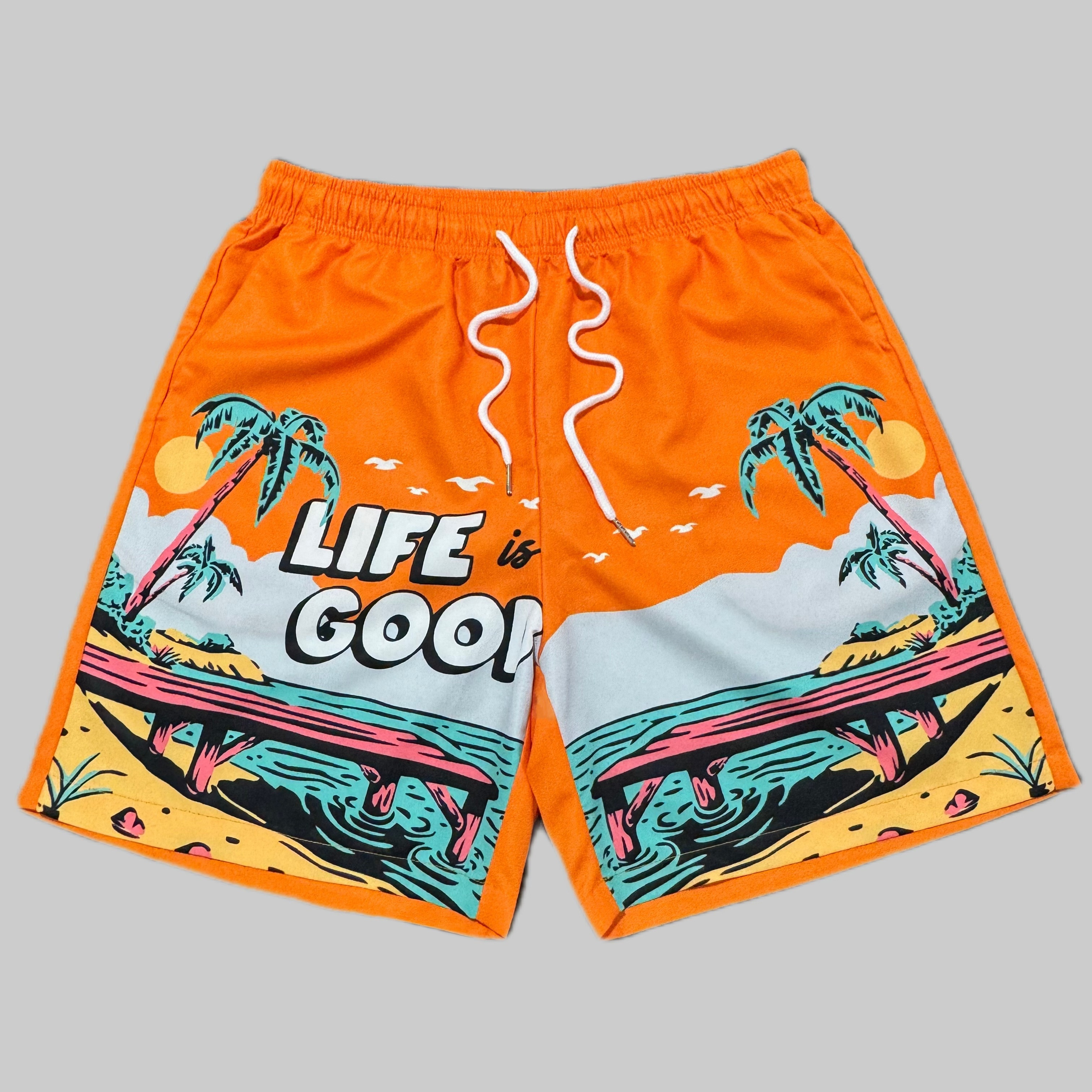 

Cartoon Beach Graphic Design Men's Loose Beach Shorts Activewear, Drawstring Quick Dry Shorts, Lightweight Shorts For Summer Beach Holiday Surfing
