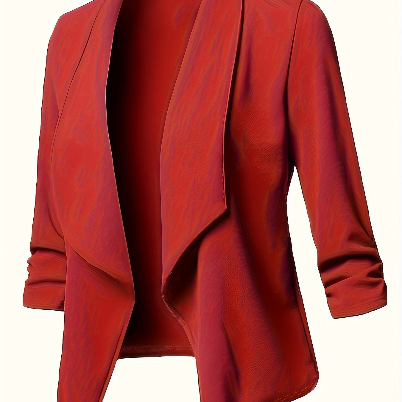 Plus Size Casual Blazer, Women's Plus Solid Long Sleeve Lapel Collar Open Front Blazer