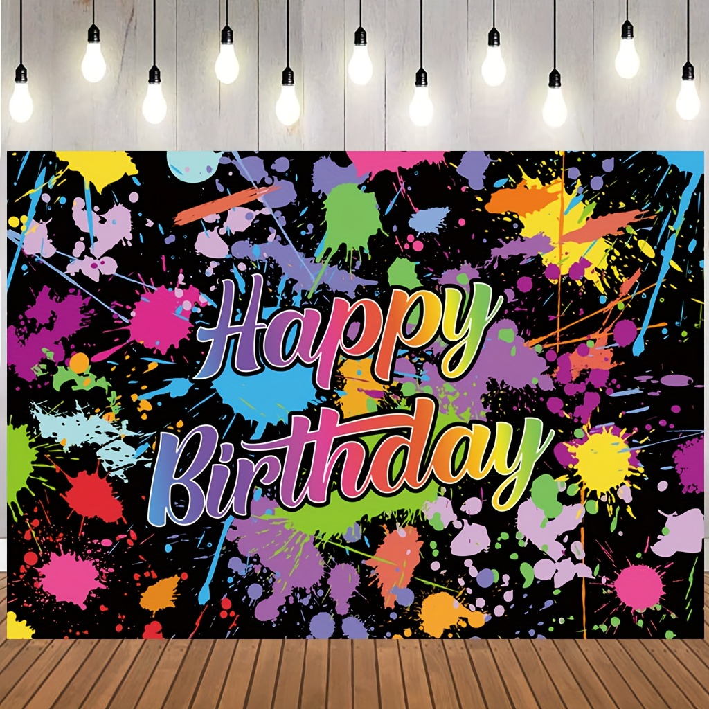 

1pc, Paint Backdrop For Birthday Parties - Glow In The Dark Birthday Party Photography Backdrop - Black Light Decorations - Slime Supplies