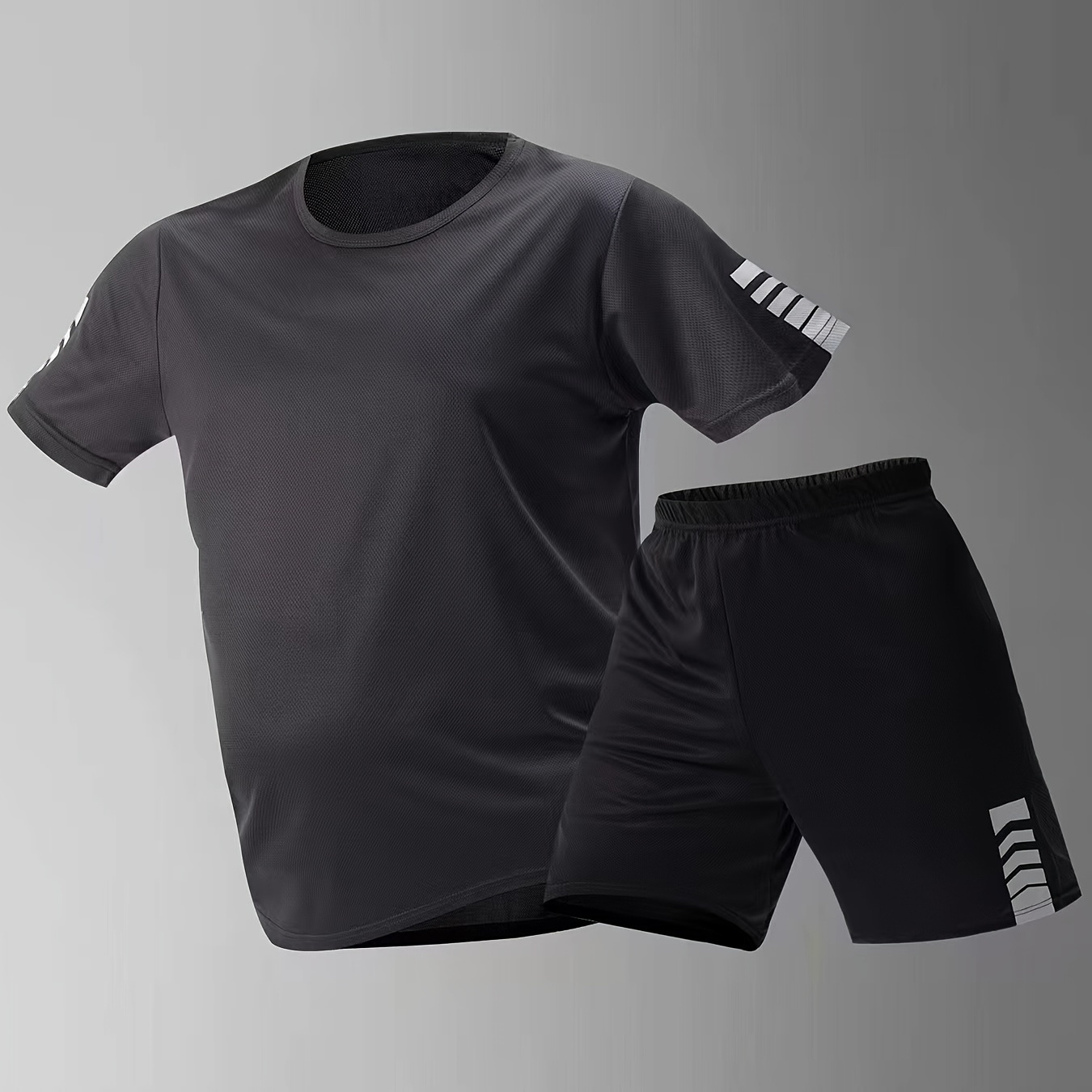 

Men's 2-piece Set, Athletic Short Sleeve T-shirt & Shorts Outfit, Summer Casual Sportswear, Running Fitness Set, Breathable And Quick-dry