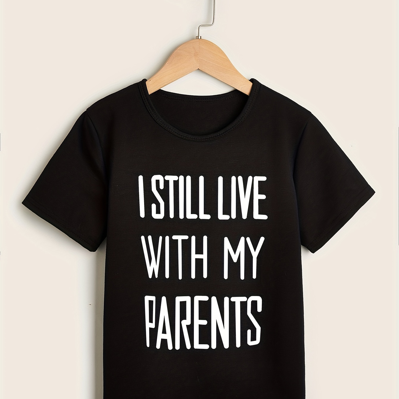 

''i Still Live With My Parents'' Print, Baby Toddler Boys Short Sleeve Casual Letter T-shirts, Kids Clothing For Summer