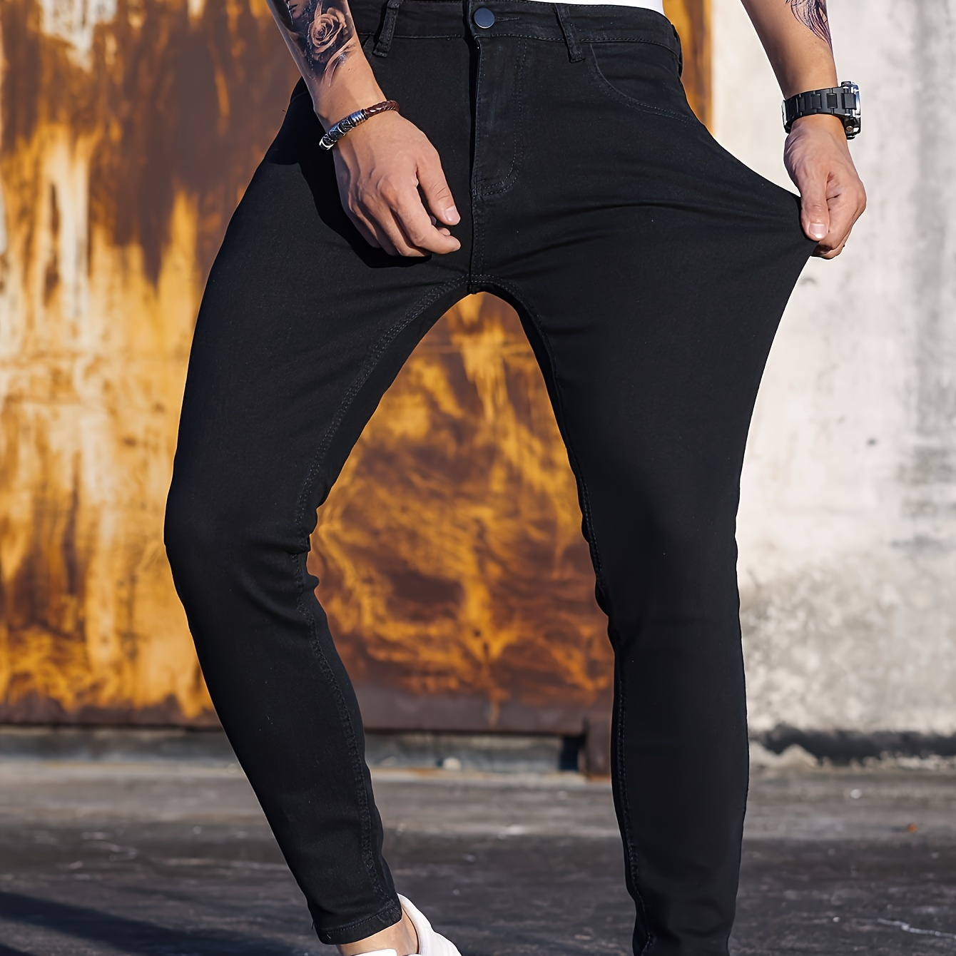 

Jeans Skinny Décontractés pour Hommes, Style Chic Pantalons en Denim à Élasticité Moyenne