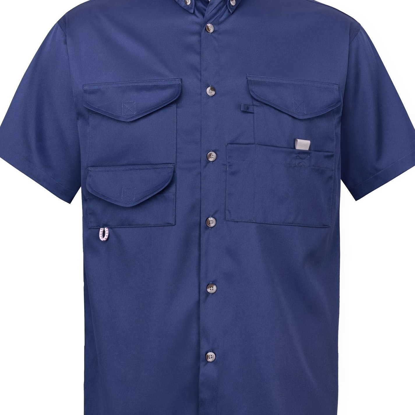 

Plus Size Men' Cargo Shirt With Pockets, Short Sleeve Button Down Shirt For Summer