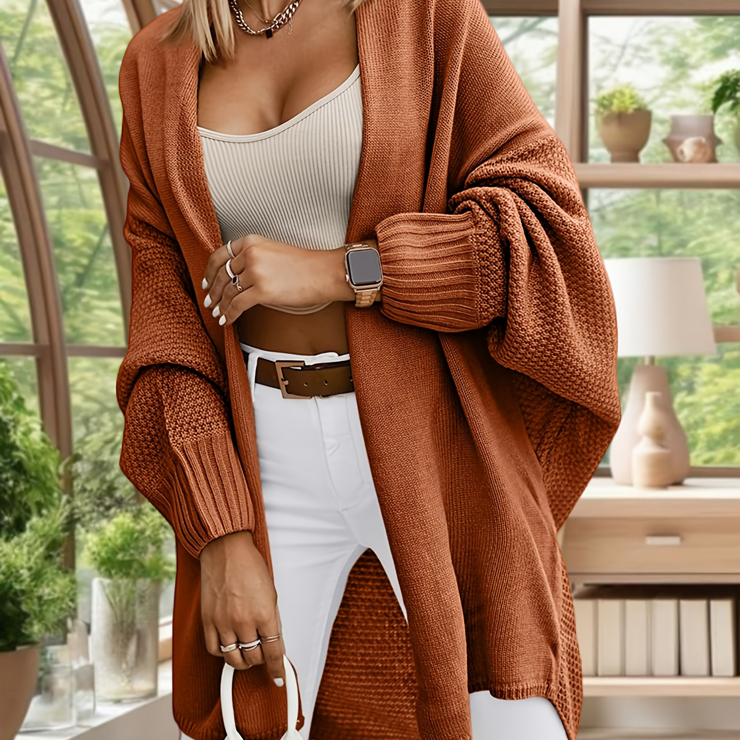 

Women's Cardigans Sleeve Fall Oversized Long Sweaters Outerwear