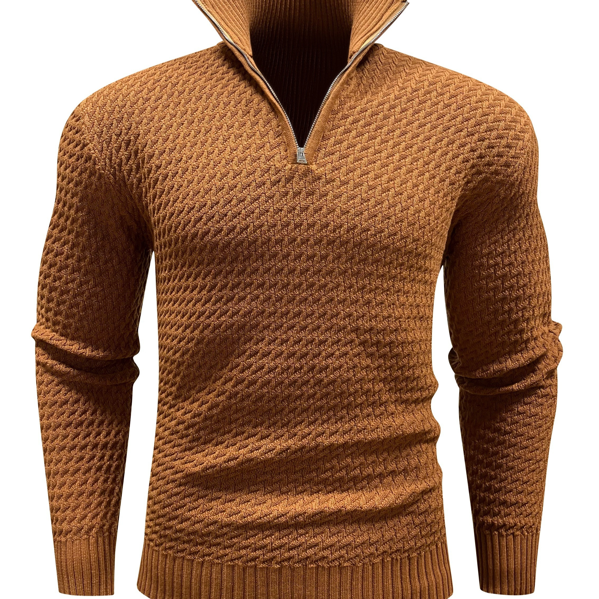 

Men's Quarter Zipper Commuter Business Casual Fabric Half Turtleneck Sweater