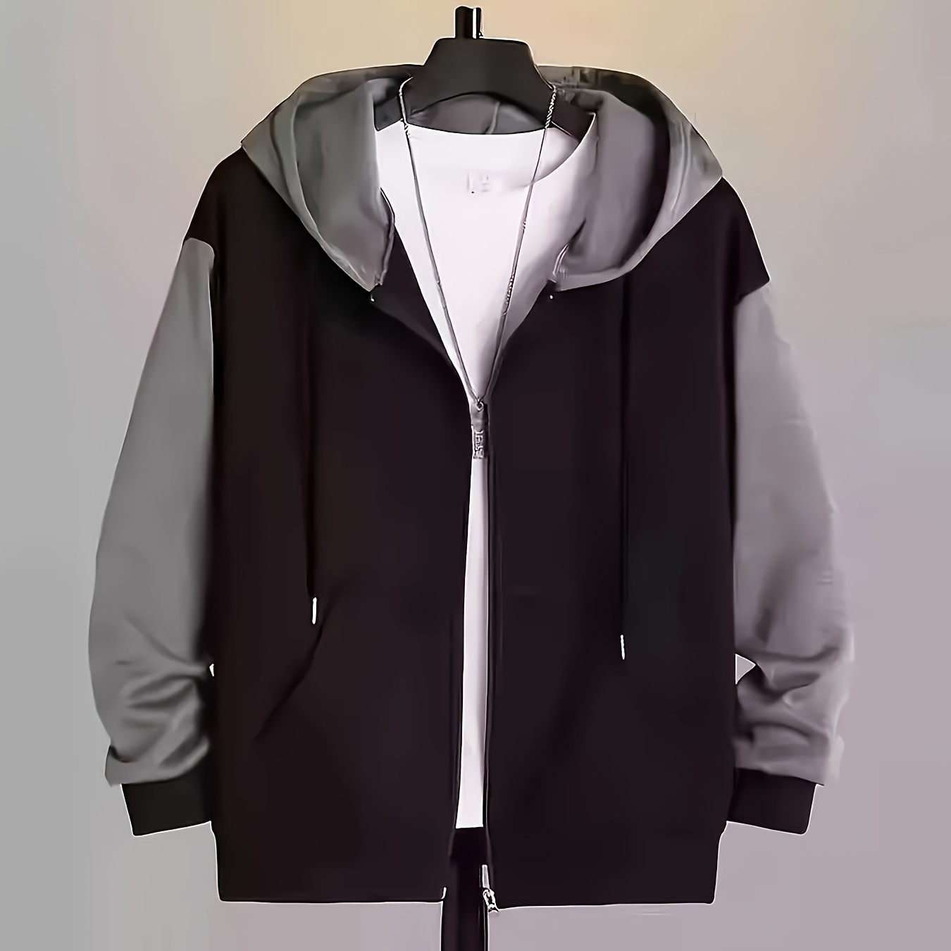 

Men's Plus Size Hoodie - Casual & Sporty Zip-up Jacket With Kangaroo Pocket, Fit Polyester , Machine Washable, Plus Size, Fashion, Plus Size