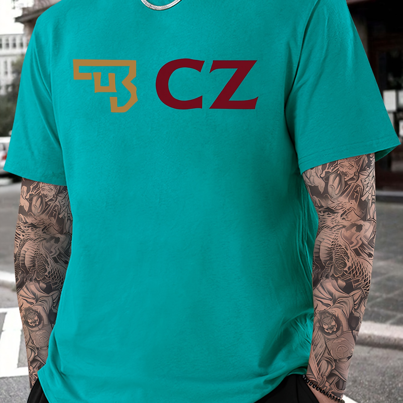 

Cz Casual Printed Round Neck Men's T-shirt
