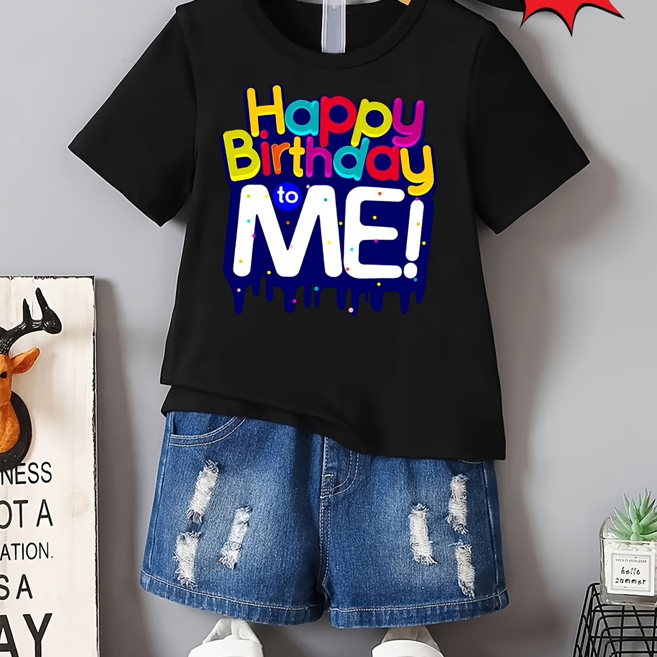 

Boys Casual Comfy Summer Short Sleeve Crew Neck T-shirt - Happy Birthday To Me Print Trendy Summer Birthday Gift