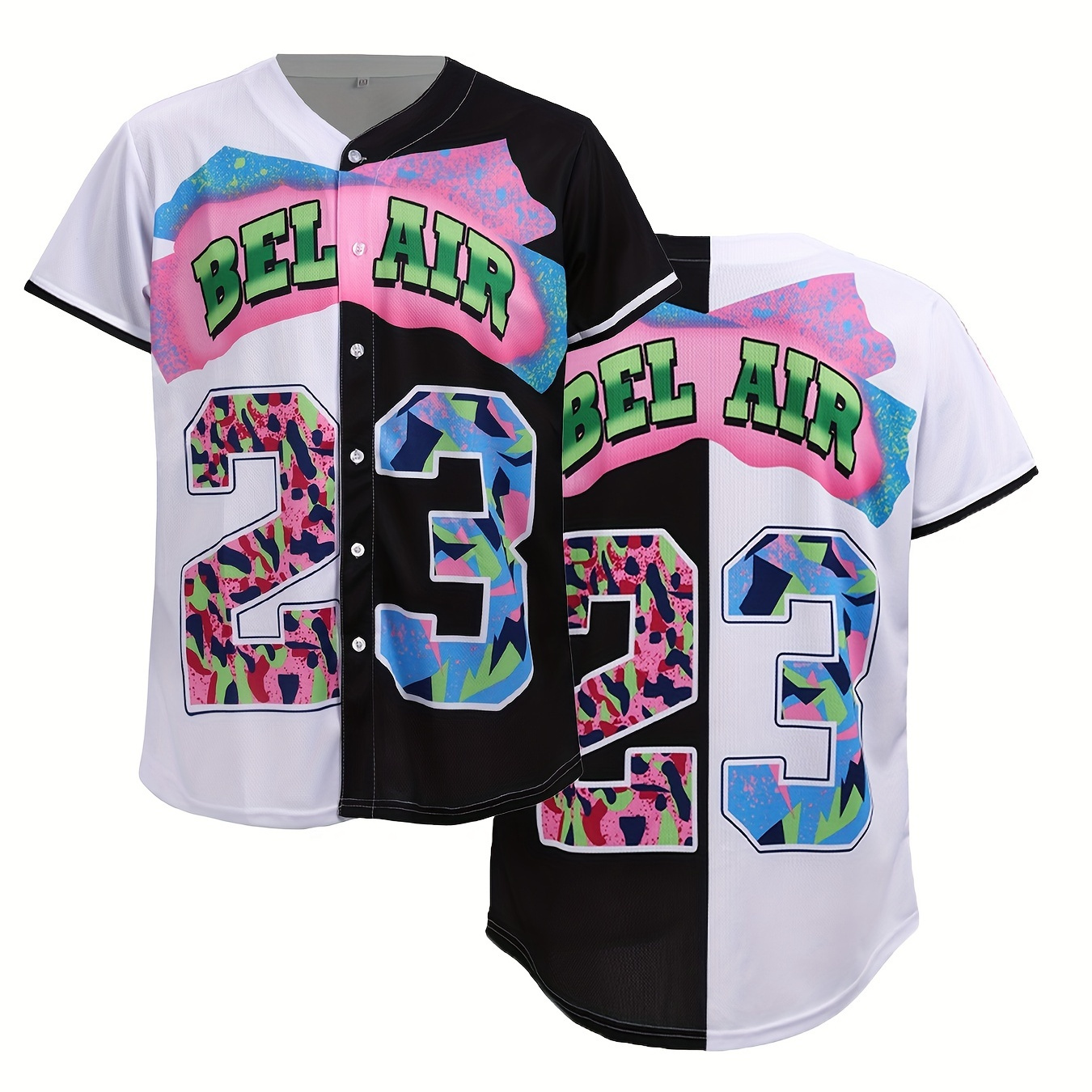 Mens Breathable Baseball Jersey 23 24 30 Bel Air Fashion Short Sleeved  Sweatshirt 90s Hip Hop Street Beach Party Clothing, Save Money On Temu