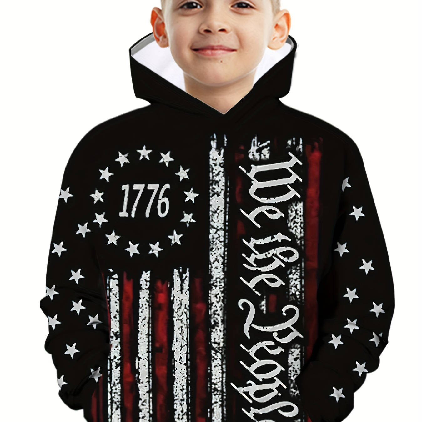 

Independence Day Vintage Flag 3d Print Boys Casual Long Sleeve Hoodies, Boys Sweatshirt For Spring Fall, Boys Hoodie Tops Outdoor