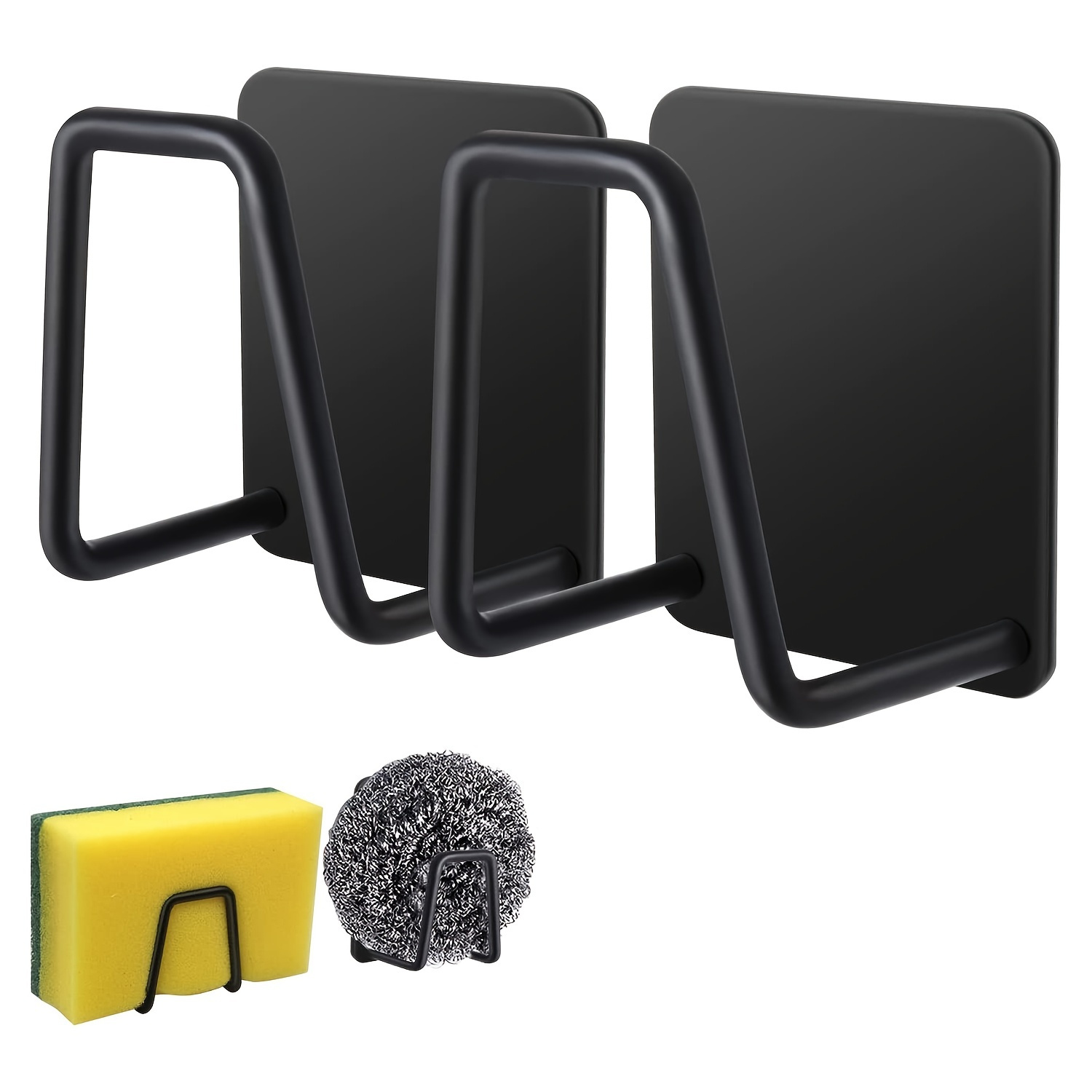 

2pcs Sponge Holders For Kitchen Sink, Black 304 Multifunctional Stainless Steel Holder For Kitchen Utensil, Kitchen Accessories