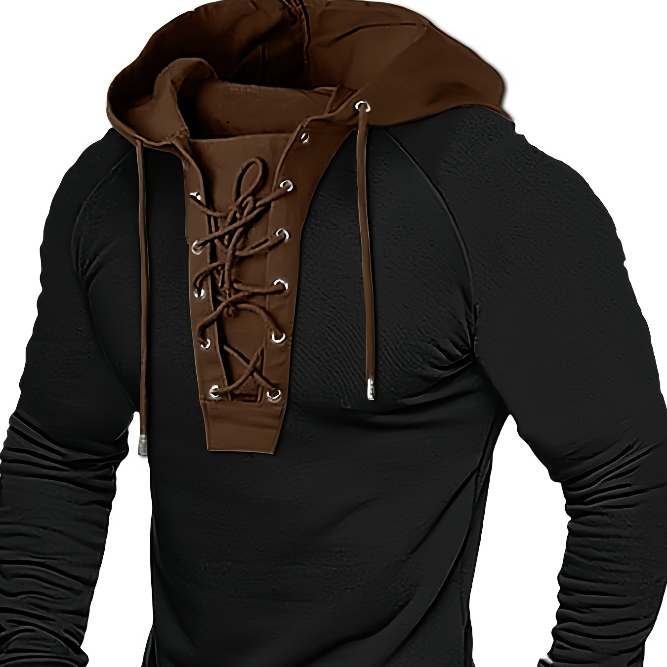 

Men's Casual Lace-up Long Sleeve Hoodie, Ideal For Spring/autumn