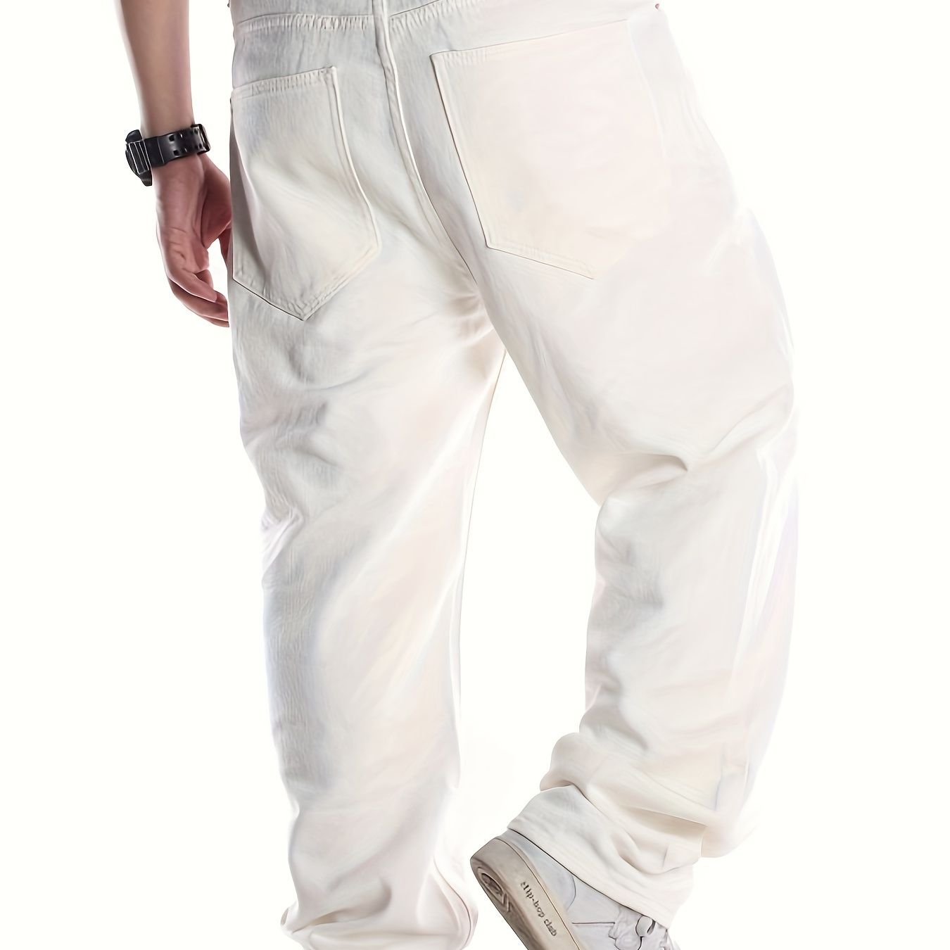 

Men's Casual Jeans Solid Color Loose Straight Leg Jeans Street Hip-hop Skateboard Pants