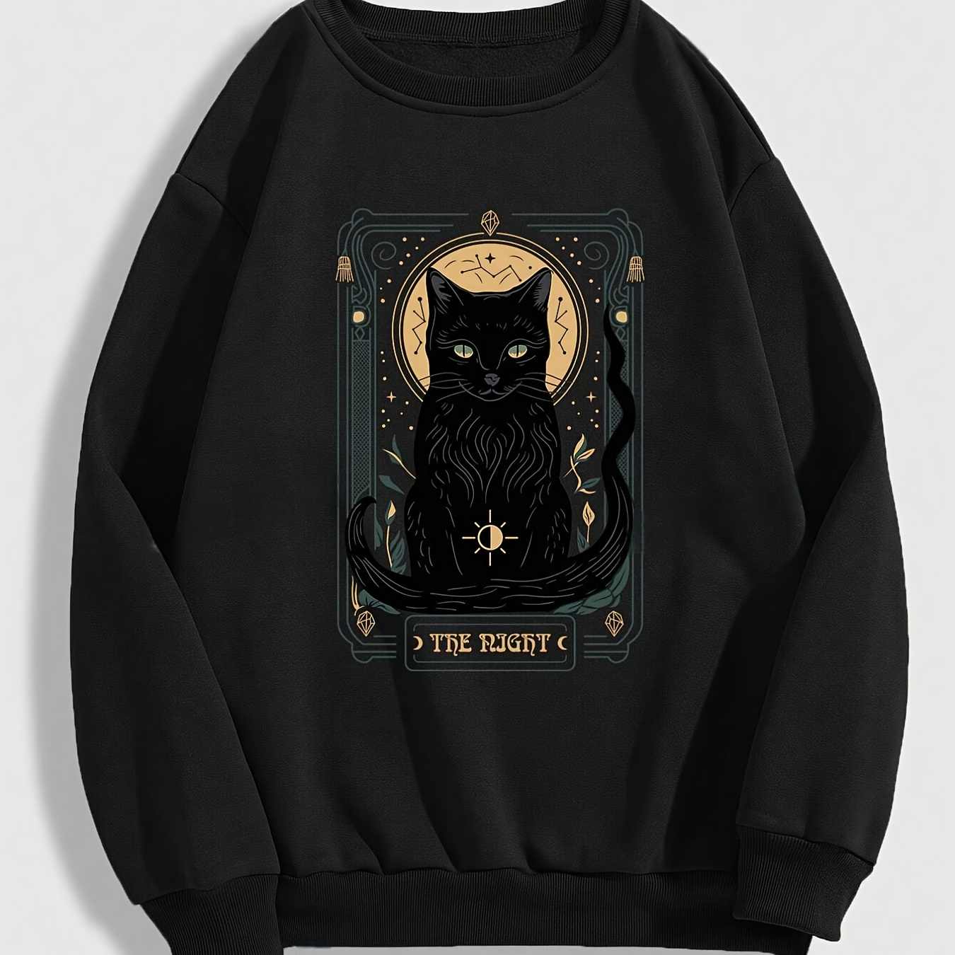 

Gothic Cat & Letter Graphic Thermal Lined Sweatshirt For Women - School