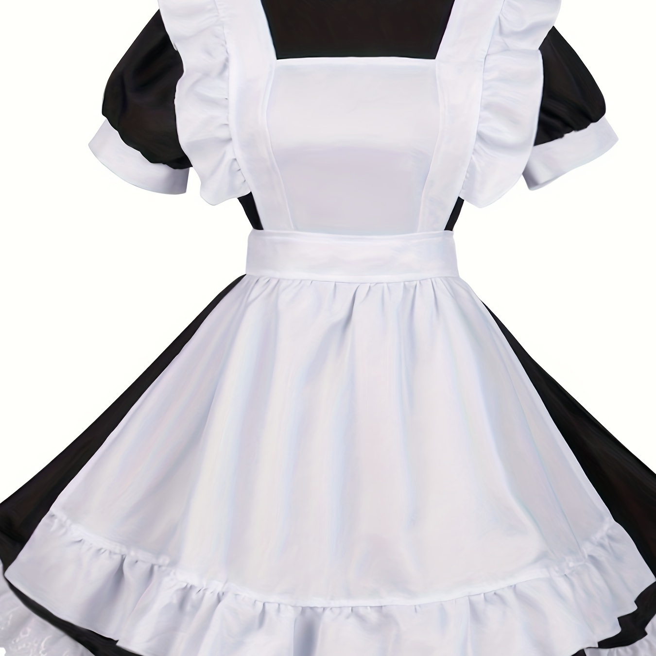 

Black & White Maid Costume - Cute Polyester Dress With Bow Detail, Non-stretch Fabric For