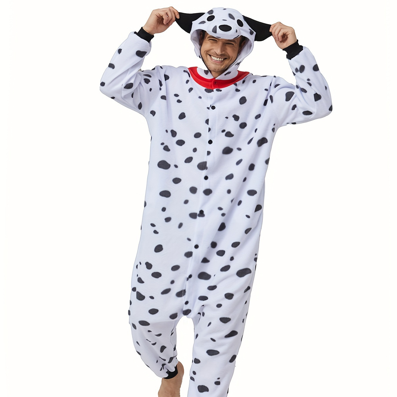 

1pc Adult Unisex Cartoon Cow Hooded Onesie, Animal Style Pajamas, Halloween Christmas Party Outfit, Cozy Sleepwear, Novelty Party Apparel